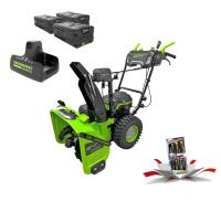 Снегоуборщик самоходный Greenworks GD82ST56 82V (61 см) бесщеточный аккумуляторный c тремя АКБ 5 Ач и двойным ЗУ